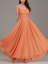 A-line V-neck Chiffon Floor-length Bridesmaid Dresses With Sashes/Ribbons