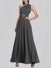 A-line One Shoulder Chiffon Ankle-length Bridesmaid Dress With Sashes / Ribbons