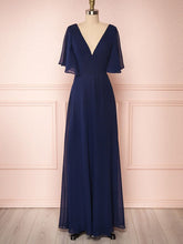 A-line V-neck Chiffon Floor-length Bridesmaid Dresses With Split Front
