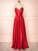 A-line V-neck Satin Floor-length Bridesmaid Dresses
