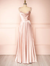 A-line Cowl Neck Bridesmaid Dresses in Silk-like Satin with Split Front and Sweep Train