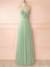 A-Line Sweetheart Chiffon Floor-Length Bridesmaid Dresses with Sashes and Ribbons