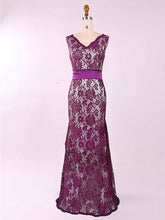 Elegant Sheath Column Lace Sashes Floor-length Mother of the Bride Dress