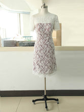 Multi Colours Sheath/Column Short Sleeve Lace Elastic Woven Satin Scoop Neck Mother of the Bride Dress