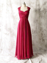 Gorgeous Fuchsia Lace Chiffon Mother of the Bride Dress with Square Neckline, Ruffles and Zipper Back