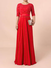 Elegant Scoop Neck A-line Chiffon Mother of the Bride Dress with Beading