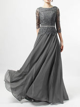 Stunning A-line Lace Chiffon Mother of the Bride Dress with Beading and Scoop Neckline