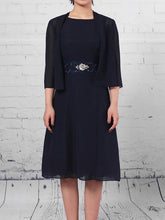 A-line Scoop Neck Chiffon Knee-length Lace Mother of the Bride Dresses