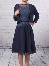 Chiffon Tulle Knee-length A-line Beading Scoop Neck Mother of the Bride Dress