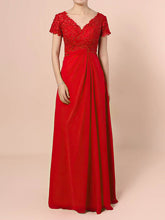 Lace Chiffon V-neck A-line Floor-length Beading Mother of the Bride Dress