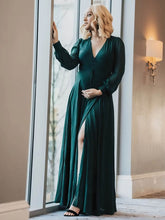 A-line V-neck Chiffon Floor-length Split Front Mother of the Bride Dresses