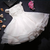 A-line Off-the-shoulder Organza Beading Tea-length Flower Girl Dresses