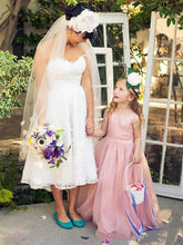 A-line Scoop Neck Organza Prettiest Flower Girl Dresses with Floor-length Sashes/Ribbons