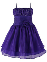 Original A-line Square Neckline Organza Beading Knee-length Flower Girl Dresses