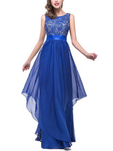 A-line Scoop Neck Lace Chiffon Floor-length Sashes / Ribbons Prom Dresses