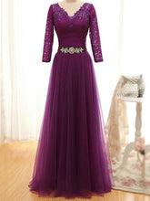 V-neck Lace Tulle Ball Gown Prom Dresses with Beading