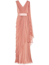 Classic Prom Dresses with Sheath/Column V-neck & Chiffon Floor-length Sashes / Ribbons