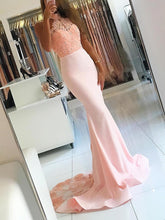 Elegant Trumpet/Mermaid High Neck Prom Dress with Beading and Sweep Train