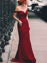 Beautiful Off-the-shoulder Silk-like Satin Prom Dress with Split Front