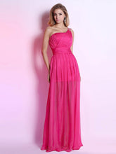 Fashionable Fuchsia Chiffon Ruffles Sheath/Column One Shoulder Prom Dress