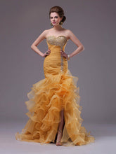 Graceful Sweetheart Prom Dress with Split Front and Tiered Beading