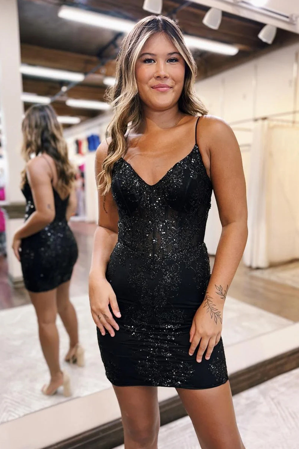 Sparkly Royal Blue Sequined Corset Short Homecoming Dress/Mini Dress