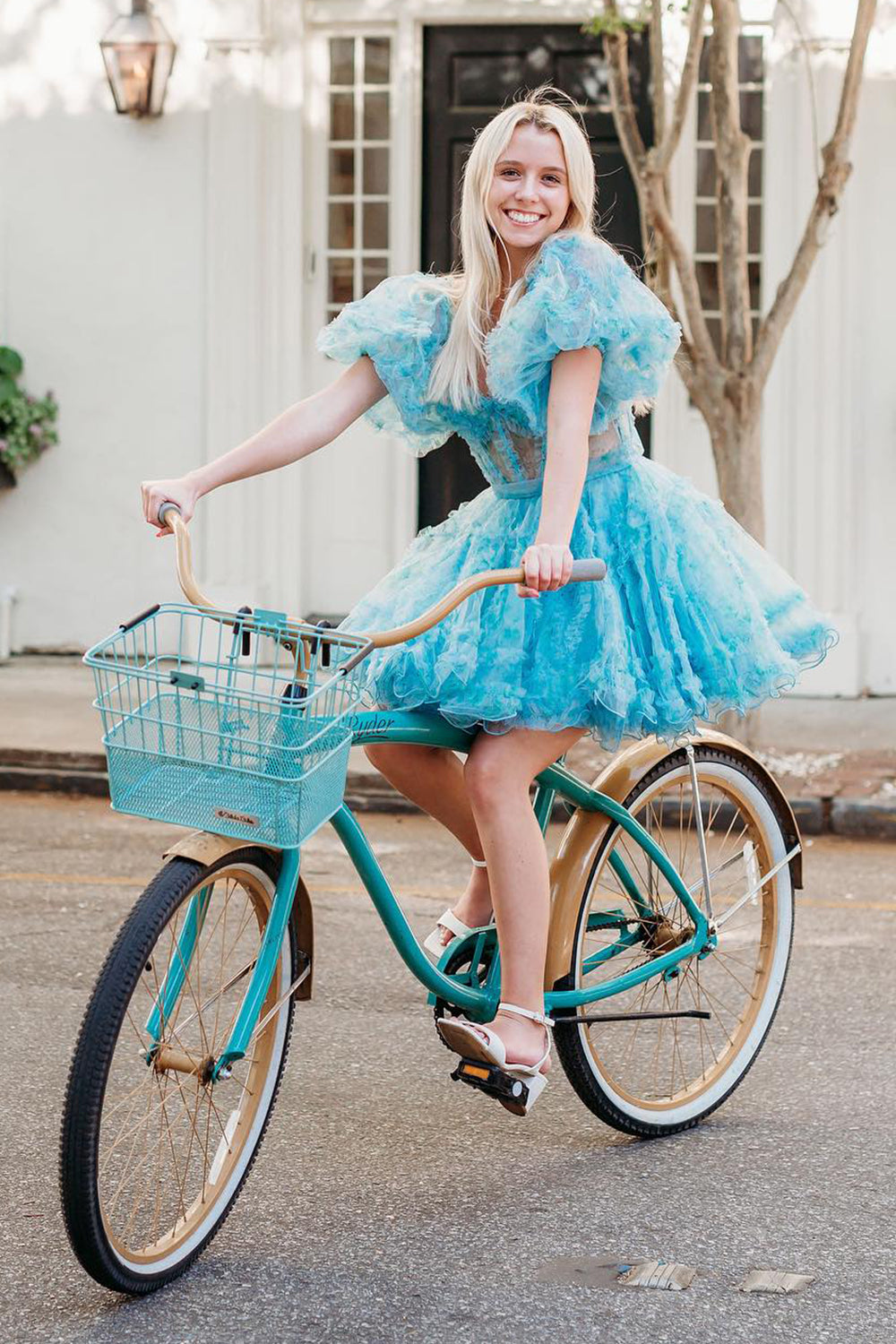 Ivory Floral A-Line Short Homecoming Dress/Mini Dress