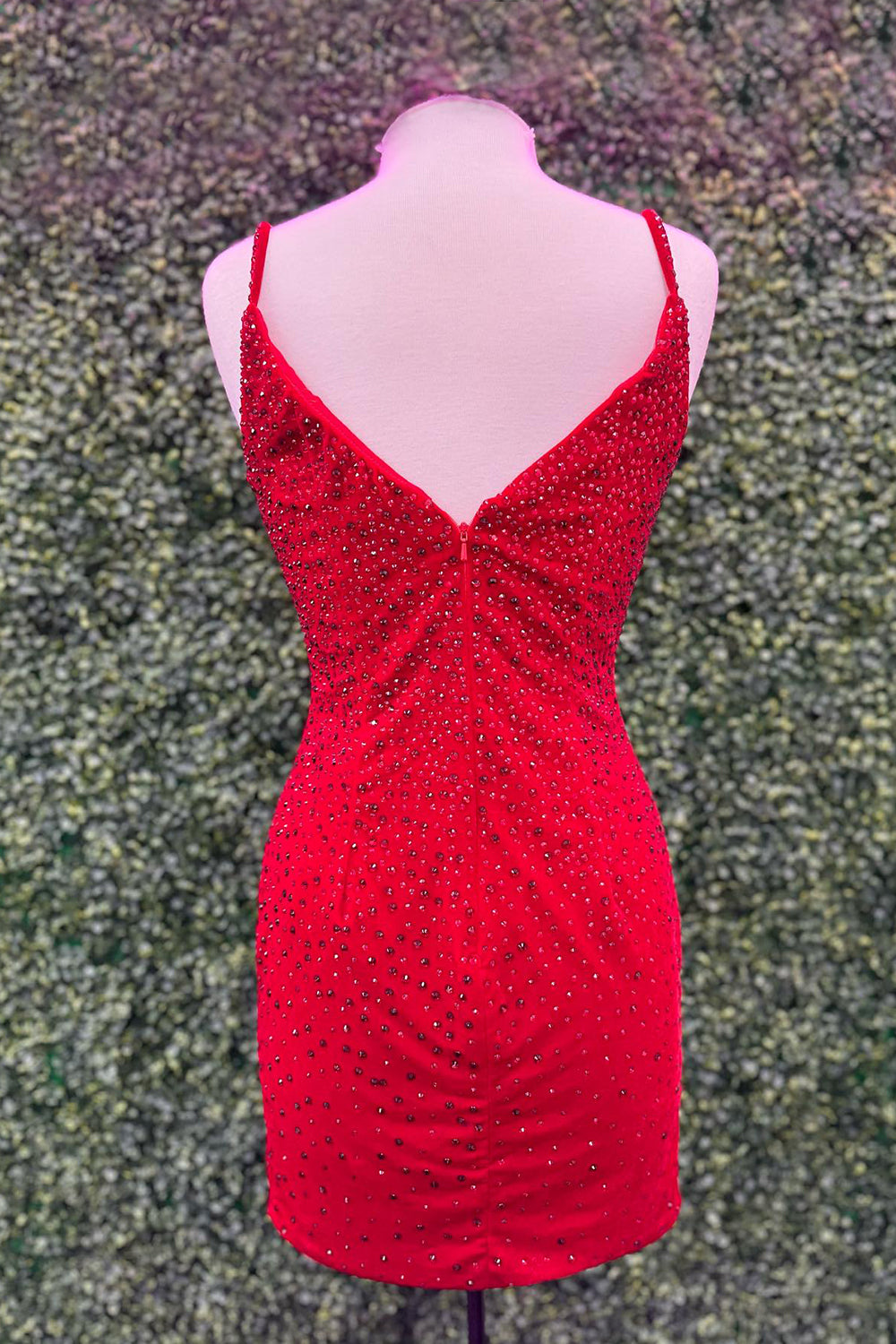Sparkly Red Beaded Tight Short Homecoming Dress/Mini Dress