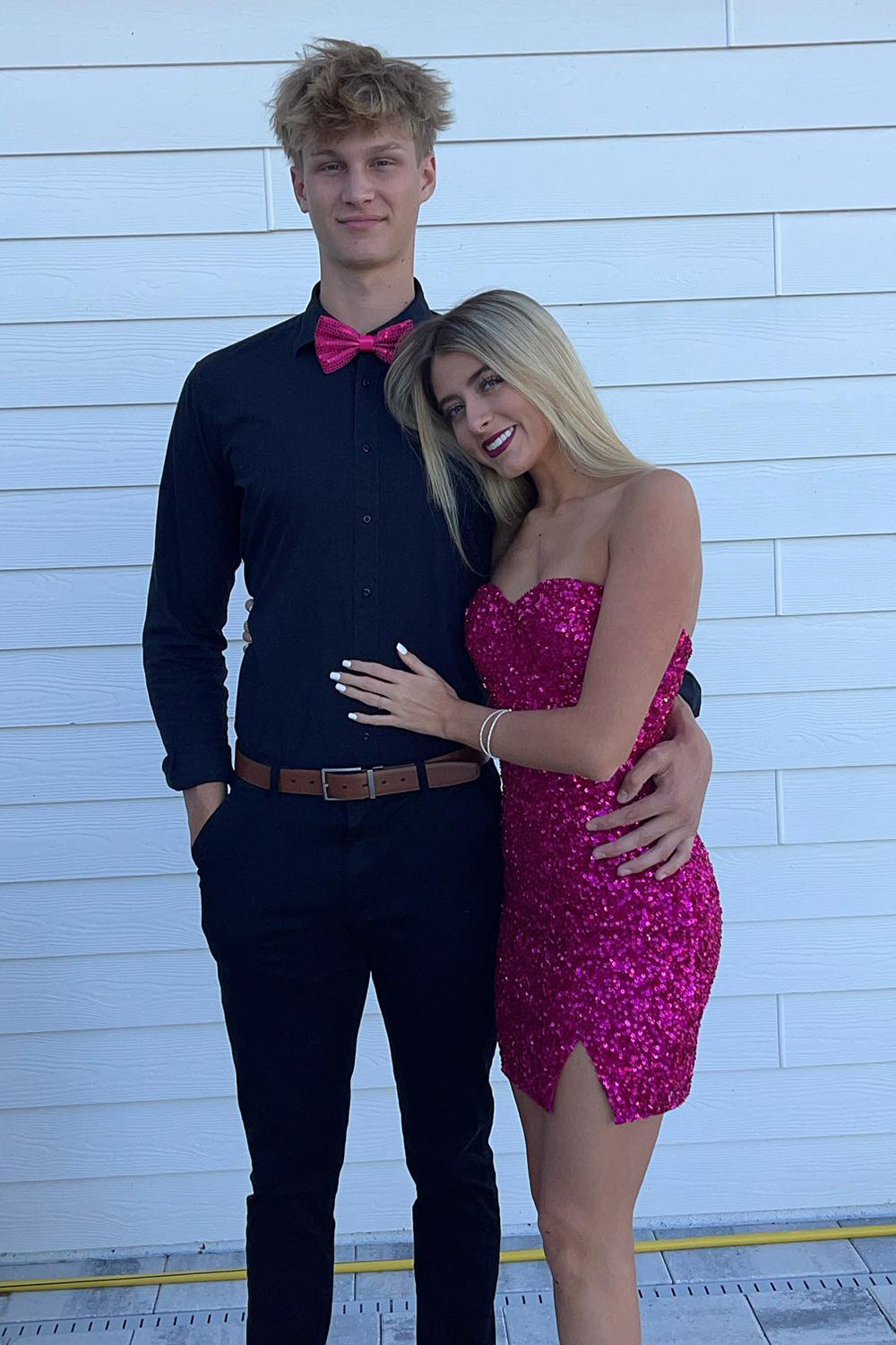Sparkly Fuchsia Sweetheart Tight Short Homecoming Dress/Mini Dress