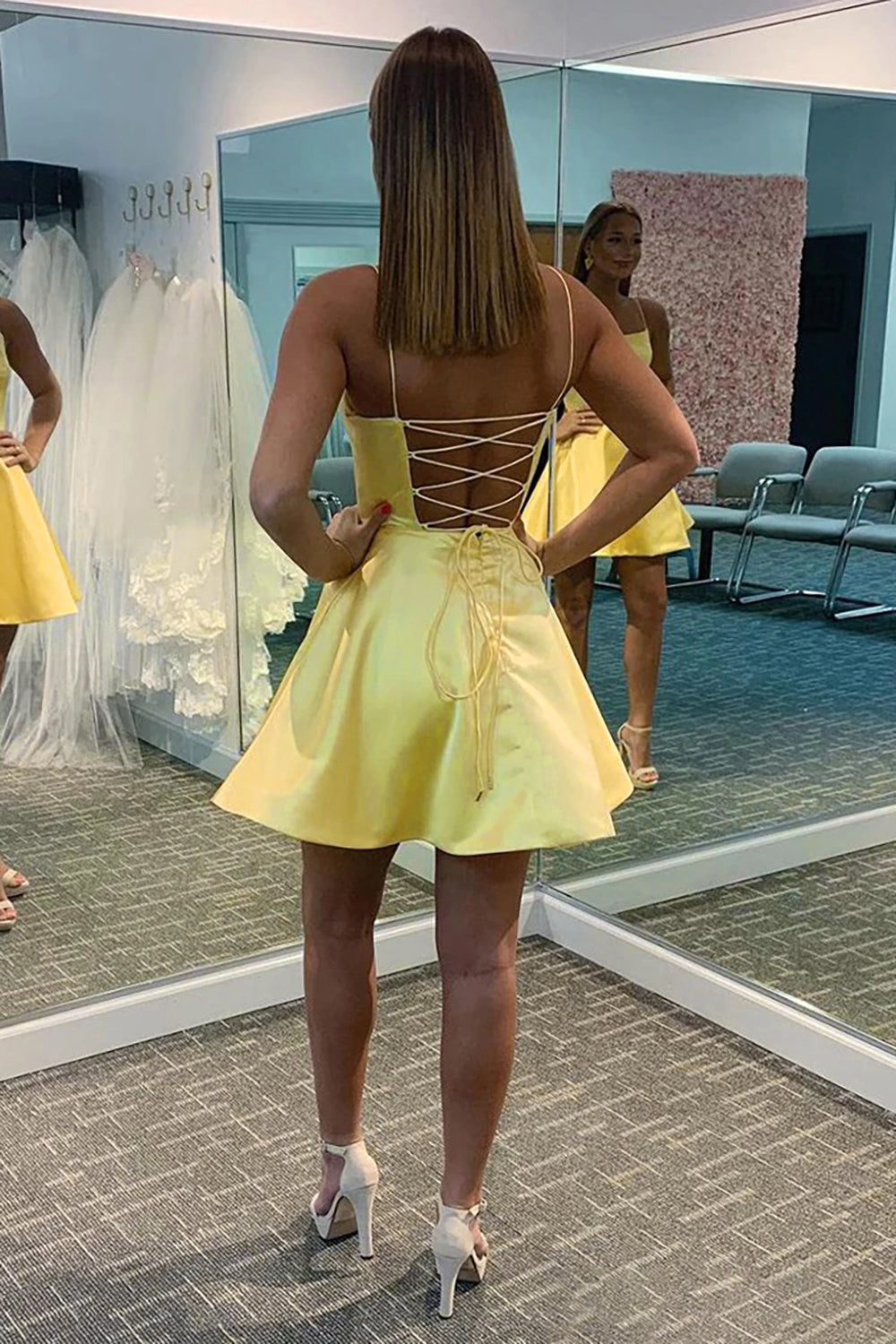 Light Blue A Line Simple Homecoming Dress/Mini Dress