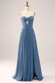 Gorgeous Fuchsia Strapless Cut Out Draped Pleated Formal Dress
