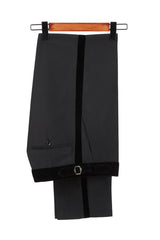Classic Black Velvet Peak Lapel Two-Piece Wedding Suit for Men