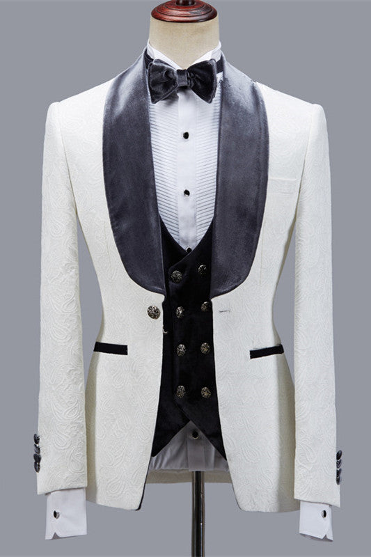 Maverick Stylish Jacquard Slim-Fit Shawl-Lapel Wedding Men's Suits