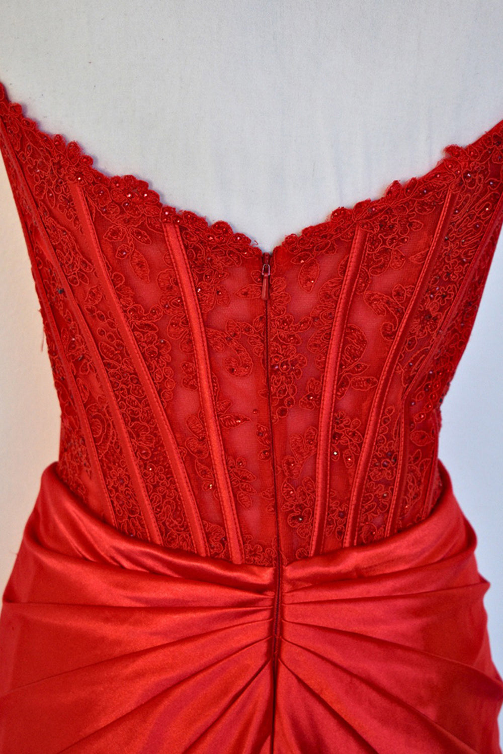 Elegant Royal Blue Sweetheart Mermaid Corset Prom Gown in Satin with Slit