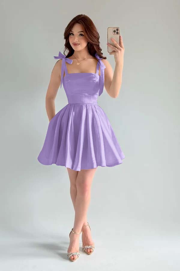 Spaghetti Strap Sleeveless Short A Line Formal Dress With Pleated