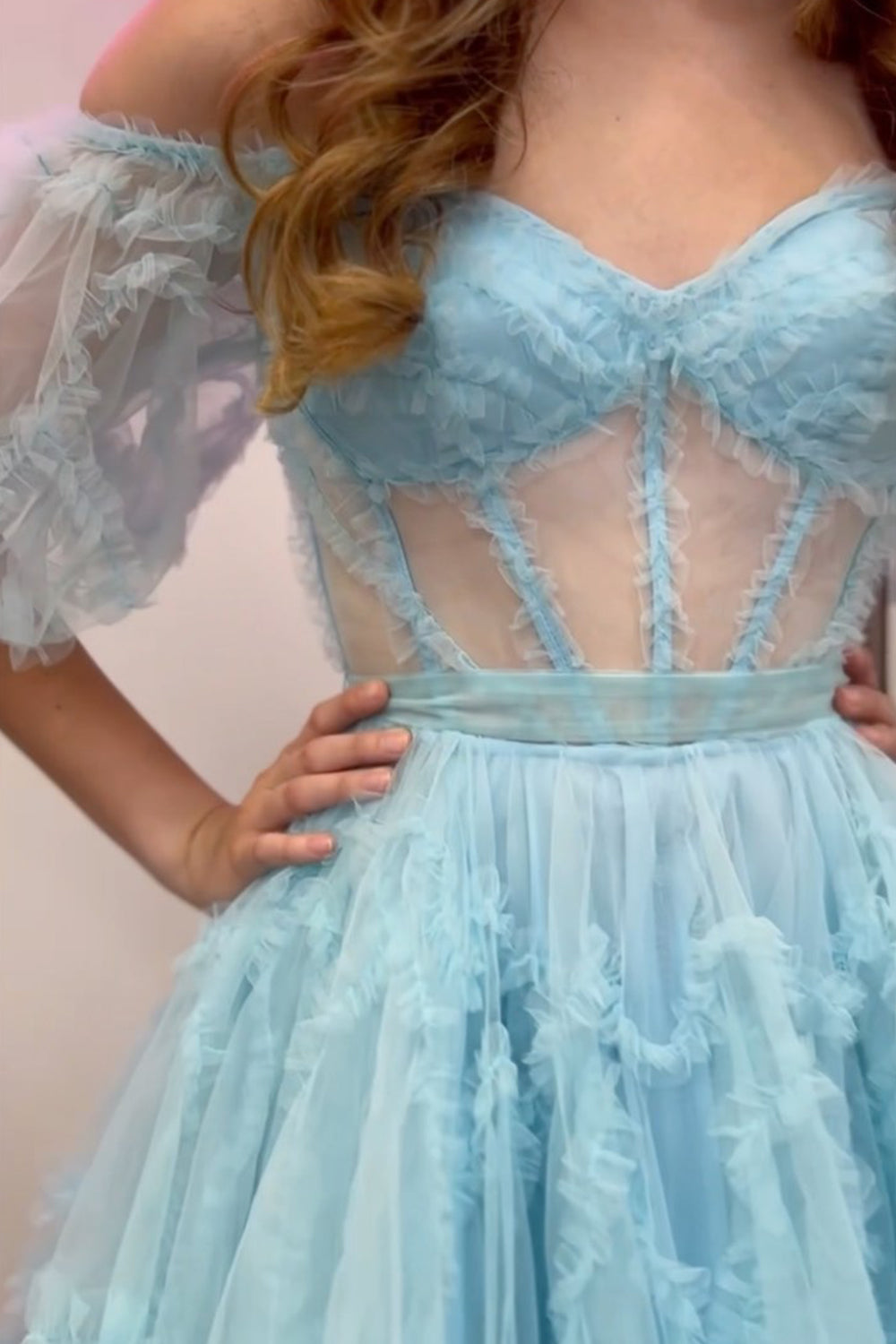 Light Pink Corset A-Line Short Homecoming Dress/Mini Dress