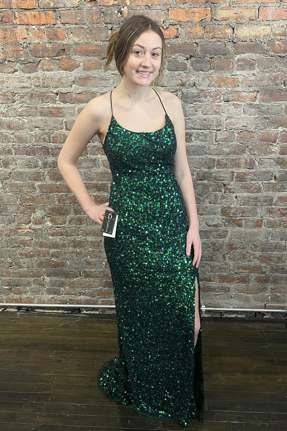 Long Royal Blue Prom Dress with Sparkly Sequins Backless Design and Slit