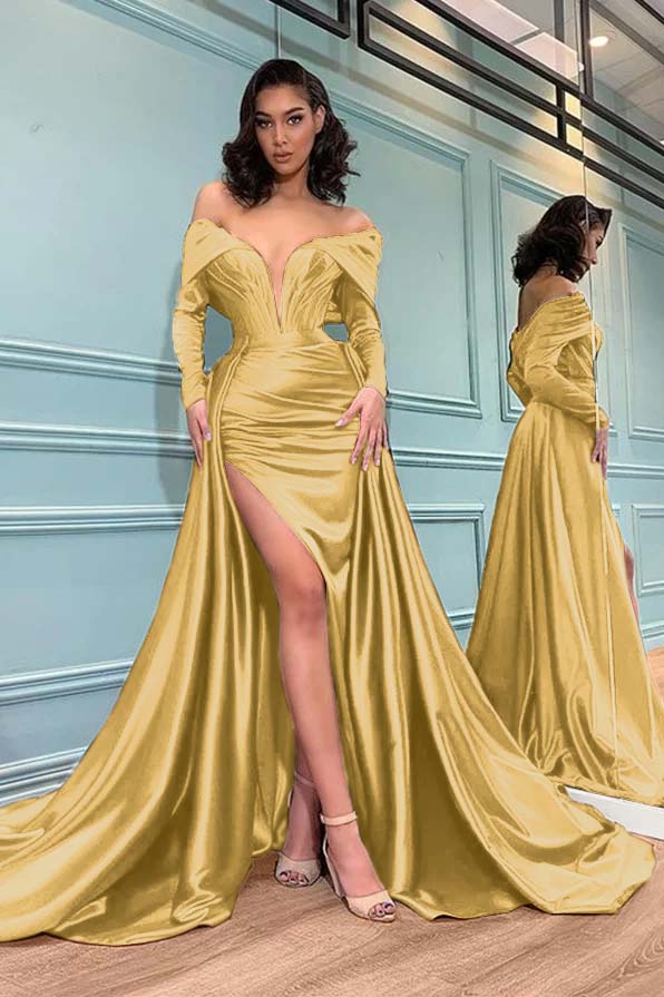 Burgundy Mermaid Long Sleeves Evening Dress