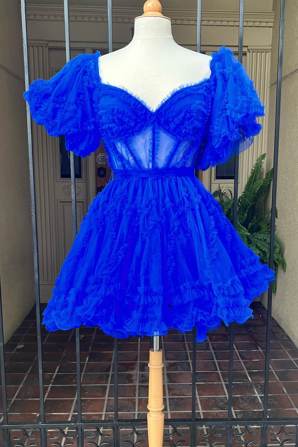 Royal Blue Corset A-Line Short Homecoming Dress/Mini Dress