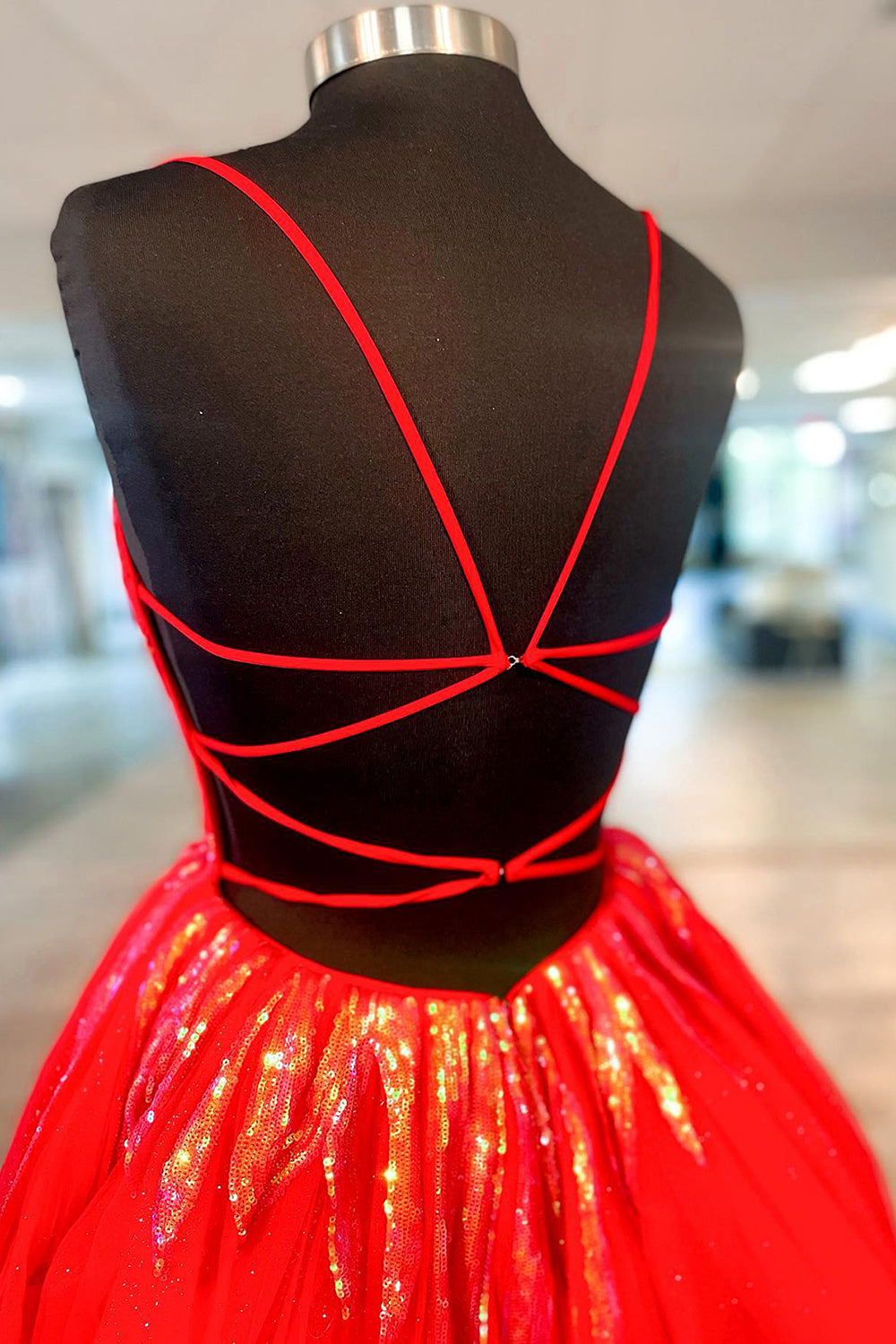 Glitter Red Sequined A-Line Short Homecoming Dress/Mini Dress