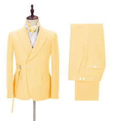 Gorgeous Yellow Best-Fit Peaked Lapel Prom Attire for Guys