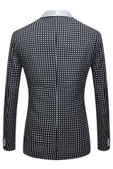 Modern Slim Fit Black Dot Shawl Lapel Wedding Suit for Men