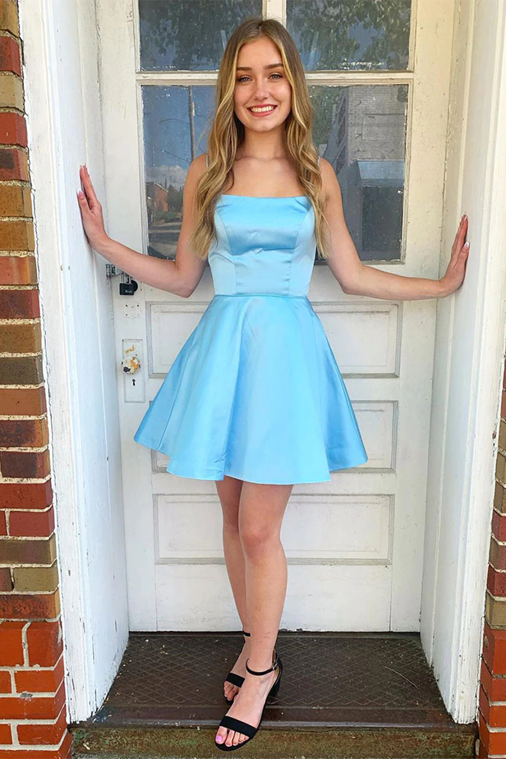 Yellow Simple A Line Homecoming Dress/Mini Dress