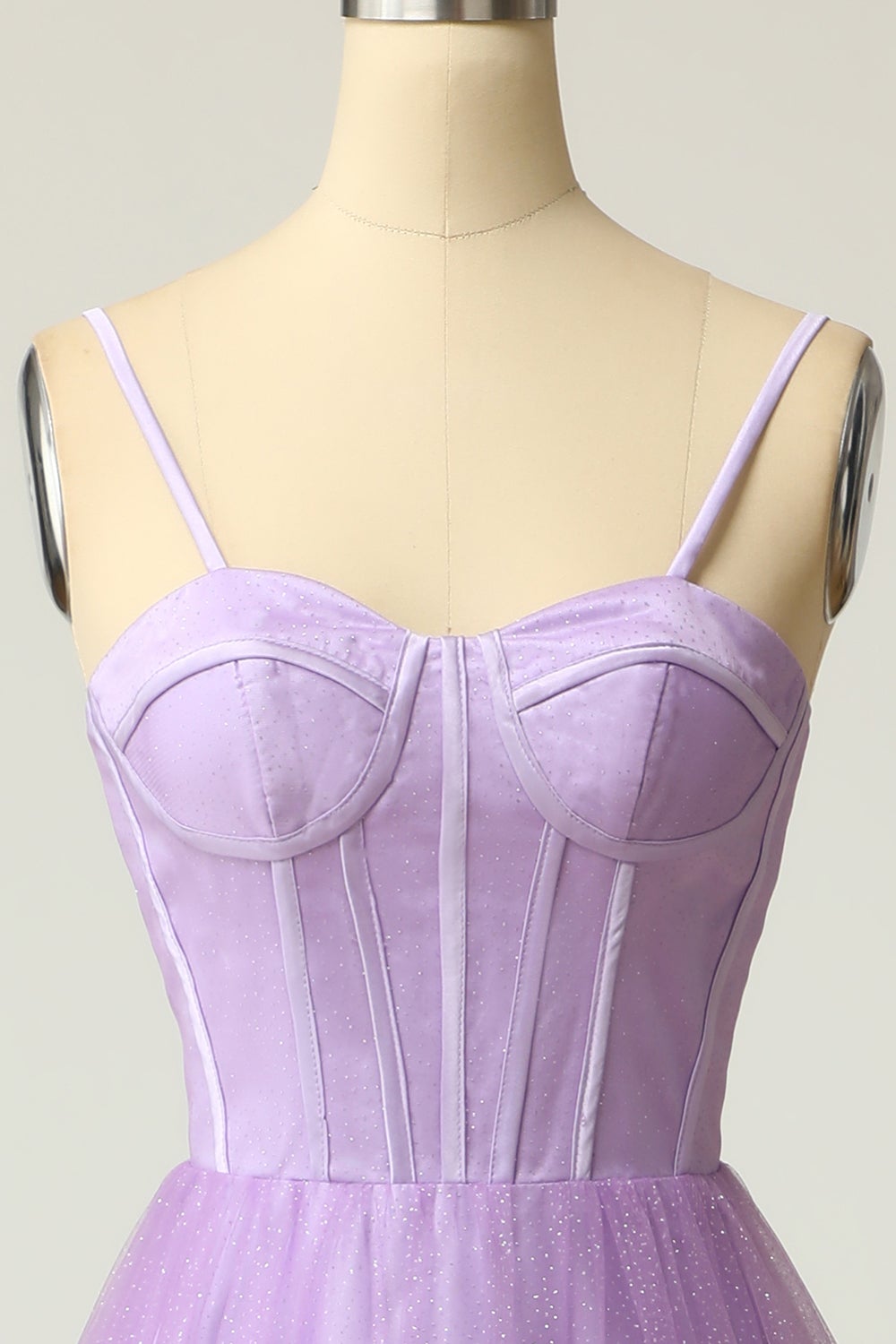 Long Light Purple Prom Dress with Spaghetti Straps in A-Line