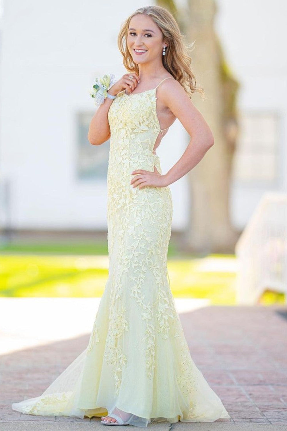 Backless Evening Gown in Long Mermaid Blue Prom Dress