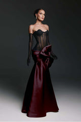 Strapless Sweetheart Sleeveless Long Mermaid Formal Dress With Gloves