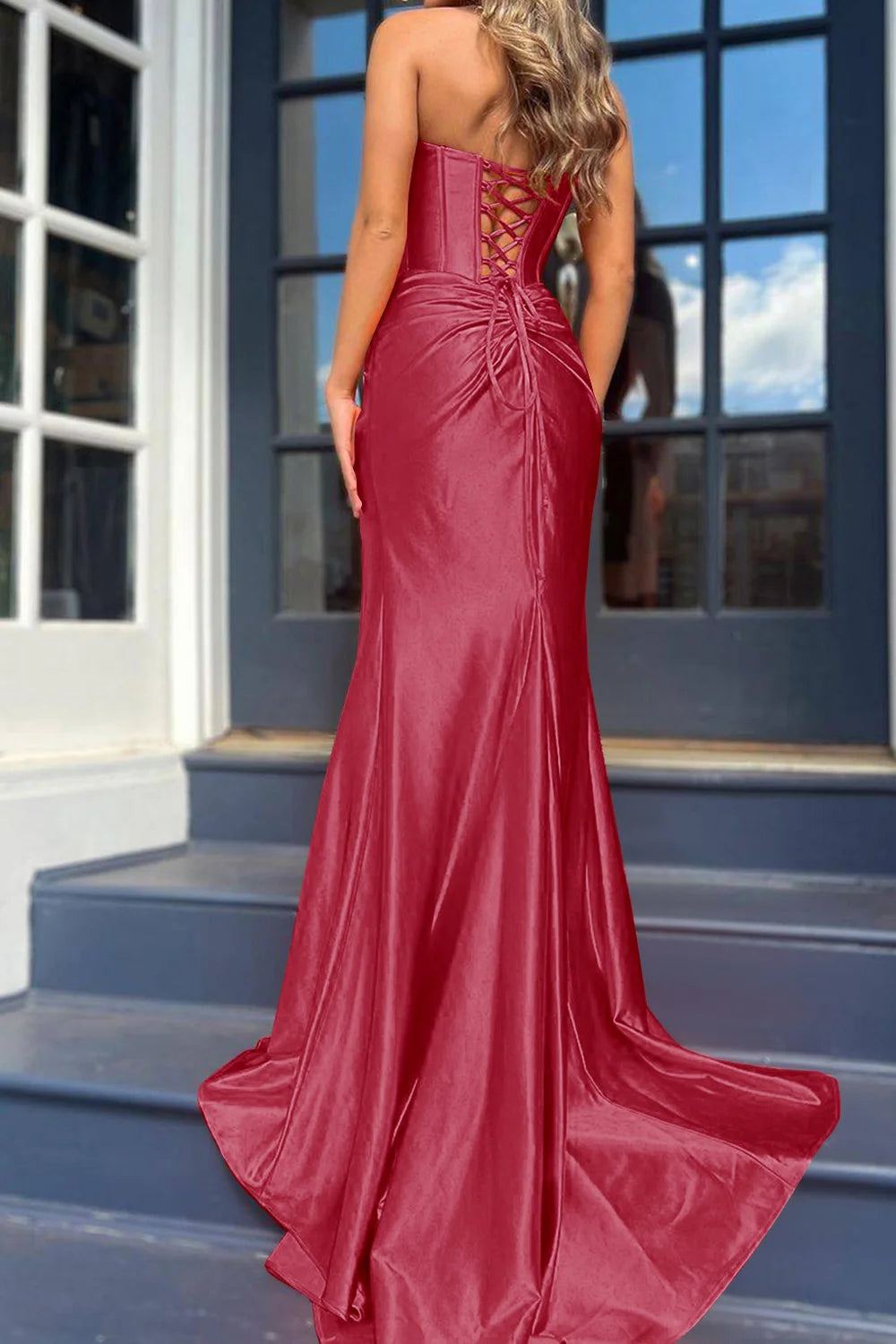 Royal Blue Mermaid Sweetheart Corset Prom Dress with Stunning Front Split