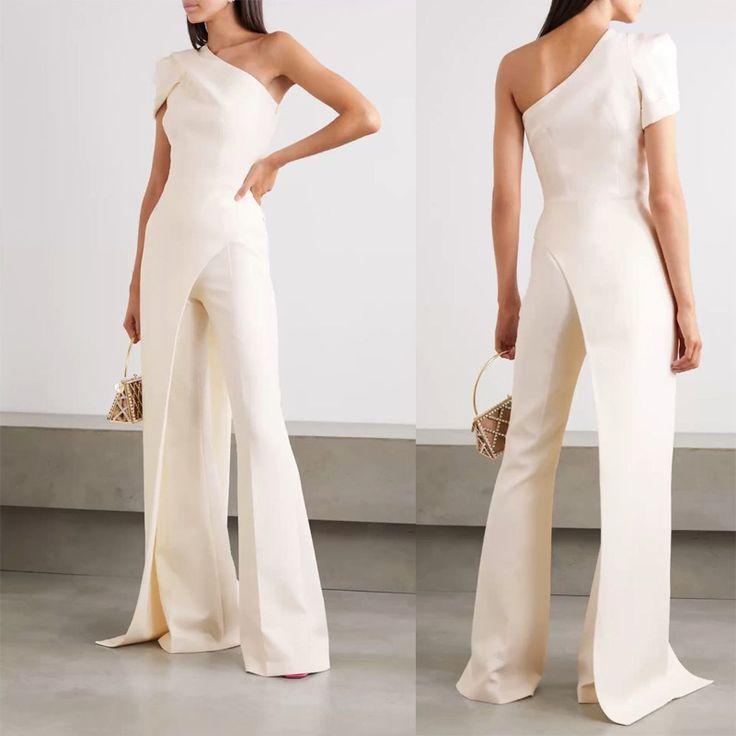 Charming White One-Shoulder Sleeveless Jump Suit