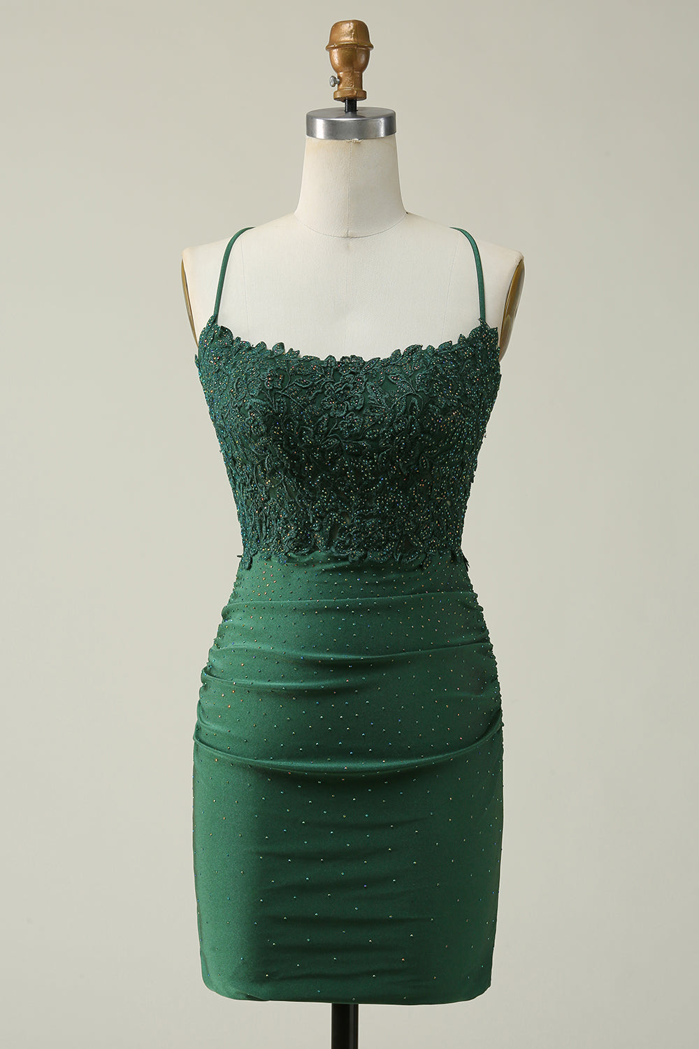 Sparkly Dark Green Beaded Short Homecoming Dress/Mini Dress with Appliques