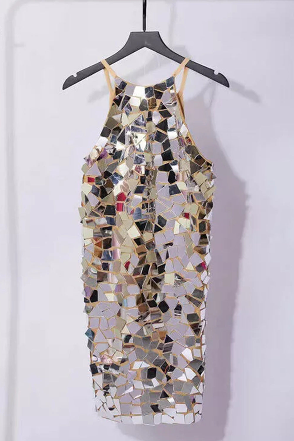 Silver Sparkly Mirror Tight Short Homecoming Dress/Mini Dress